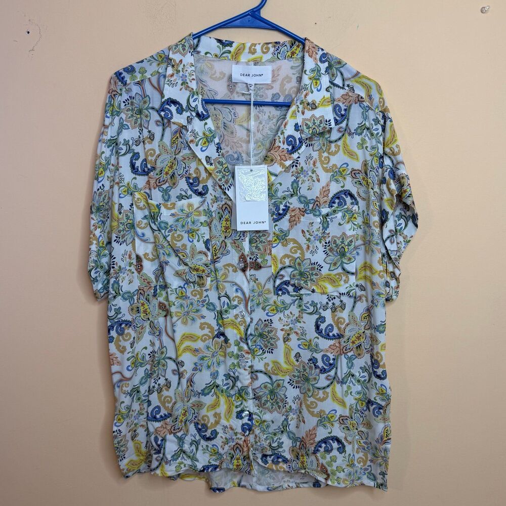 NWT Dear John Cali Santorini paisley blouse size medium